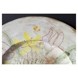 Large Artisan Glazed Tulip Platter, Signed