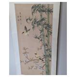 Vintage Painted Asian Hanging Scroll