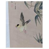 Vintage Painted Asian Hanging Scroll