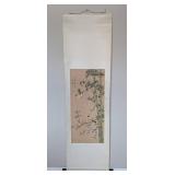 Vintage Painted Asian Hanging Scroll