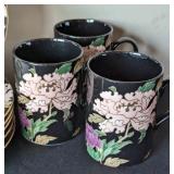 Fitz and Floyd Cloisonné Peony Salad Plates and Mug Set