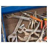 Lot of (1 Drawer) Hand Tools - Pliers, Vise Grips, Adjustable Wrenches, Snips