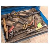 Lot of (1 Drawer) Hand Tools - Hammers, Tin Snips, Files, Overhead Valve Spring Compressor