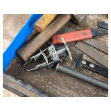 Lot of (1 Drawer) Hand Tools - Hammers, Tin Snips, Files, Overhead Valve Spring Compressor
