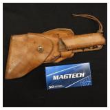 LEATHER HOLSTER(HAND MADE) FOR REVOLVER AND 20- .38 SPL ROUNDS