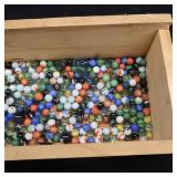 MARBLES~HUGE LOT IN WOODEN BOX