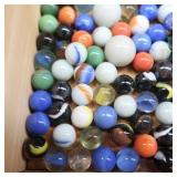 MARBLES~HUGE LOT IN WOODEN BOX