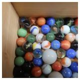 MARBLES~HUGE LOT IN WOODEN BOX