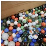 MARBLES~HUGE LOT IN WOODEN BOX