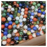 MARBLES~HUGE LOT IN WOODEN BOX