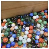 MARBLES~HUGE LOT IN WOODEN BOX