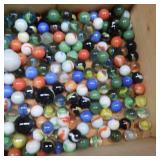 MARBLES~HUGE LOT IN WOODEN BOX