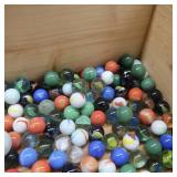 MARBLES~HUGE LOT IN WOODEN BOX