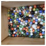 MARBLES~HUGE LOT IN WOODEN BOX