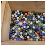 MARBLES~HUGE LOT IN WOODEN BOX