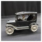 VINTAGE BLACK MODEL T TYPE CAR WITH DRIVER ~NEAT PIECE