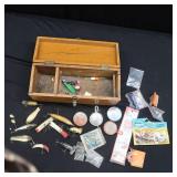 ~VINTAGE WOODEN TACKLE BOX~ WITH VINTAGE LURES