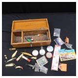 ~VINTAGE WOODEN TACKLE BOX~ WITH VINTAGE LURES