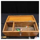 ~VINTAGE WOODEN TACKLE BOX~ WITH VINTAGE LURES