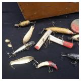 ~VINTAGE WOODEN TACKLE BOX~ WITH VINTAGE LURES