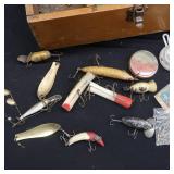 ~VINTAGE WOODEN TACKLE BOX~ WITH VINTAGE LURES