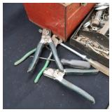 RED METAL TOOL BOX ~LARGE WITH TOOLS