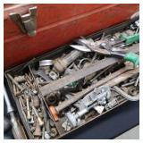 RED METAL TOOL BOX ~LARGE WITH TOOLS