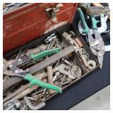 RED METAL TOOL BOX ~LARGE WITH TOOLS