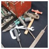 RED METAL TOOL BOX ~LARGE WITH TOOLS