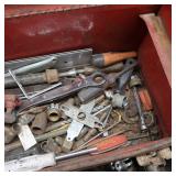 RED METAL TOOL BOX ~LARGE WITH TOOLS