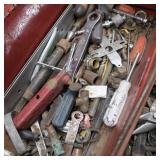 RED METAL TOOL BOX ~LARGE WITH TOOLS