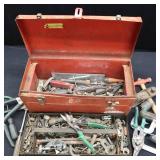 RED METAL TOOL BOX ~LARGE WITH TOOLS