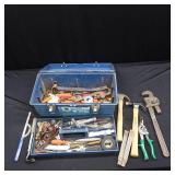 BLUE BUILDERS SQUARE 19" TOOL BOX LOADED WITH TOOLS