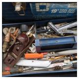 BLUE BUILDERS SQUARE 19" TOOL BOX LOADED WITH TOOLS