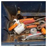 BLUE BUILDERS SQUARE 19" TOOL BOX LOADED WITH TOOLS