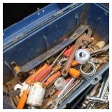 BLUE BUILDERS SQUARE 19" TOOL BOX LOADED WITH TOOLS