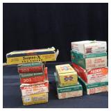 VINTAGE AMMUNITION BOXES WITH SHELL CASINGS