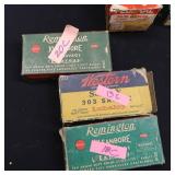 VINTAGE AMMUNITION BOXES WITH SHELL CASINGS