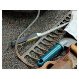 Lot of  Assorted Garden/Pruning Hand Tools - Husky Tree Saw, Tree Saw, Hand Saw, Bulb Planter, Small Hand Shovel, Steel Rake Head