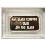 One Gram Bar Of .999 Fine Silver