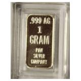 One Gram Bar Of .999 Fine Silver