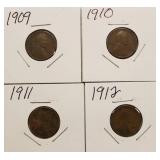 1909, 1910, 1911, 1912 Wheat Back Pennies