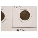 1909, 1910, 1911, 1912 Wheat Back Pennies