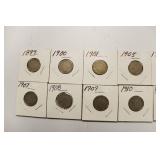 10 Liberty Head V- back Nickels 1899 - 1911