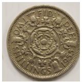 1955 Great Britain Two Shillings Queen Elizabeth Second
