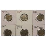 6 Buffalo Nickels