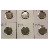 6 Buffalo Nickels