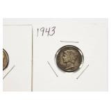 1943 Mercury & 1964 - D Roosevelt Silver Dime