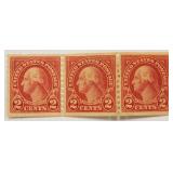 1894 ? 2 Cents U.S. Postage George Washington Three Attached Stamps Rare Find