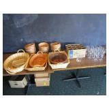 Wine Glasses, Vases, Misc. Wicker Baskets
